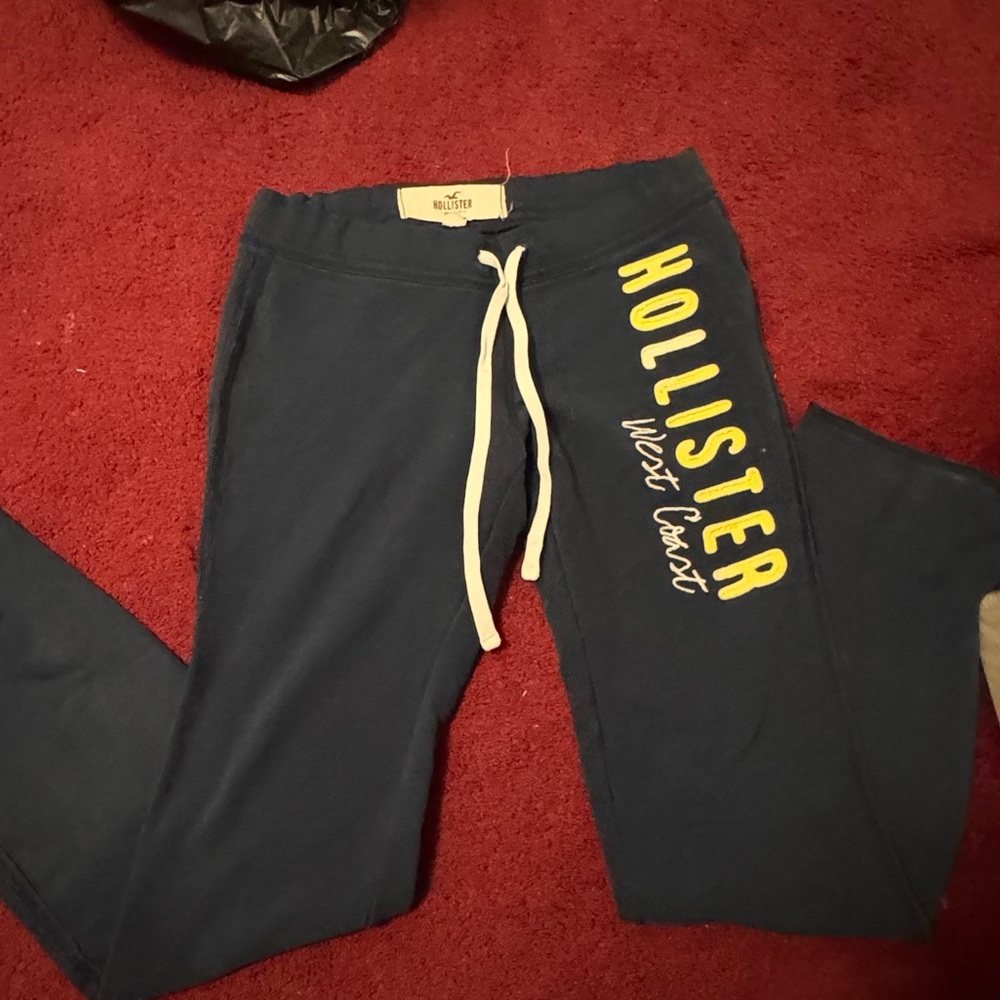 Hollister y2k Blue Joggers with Yellow Logo